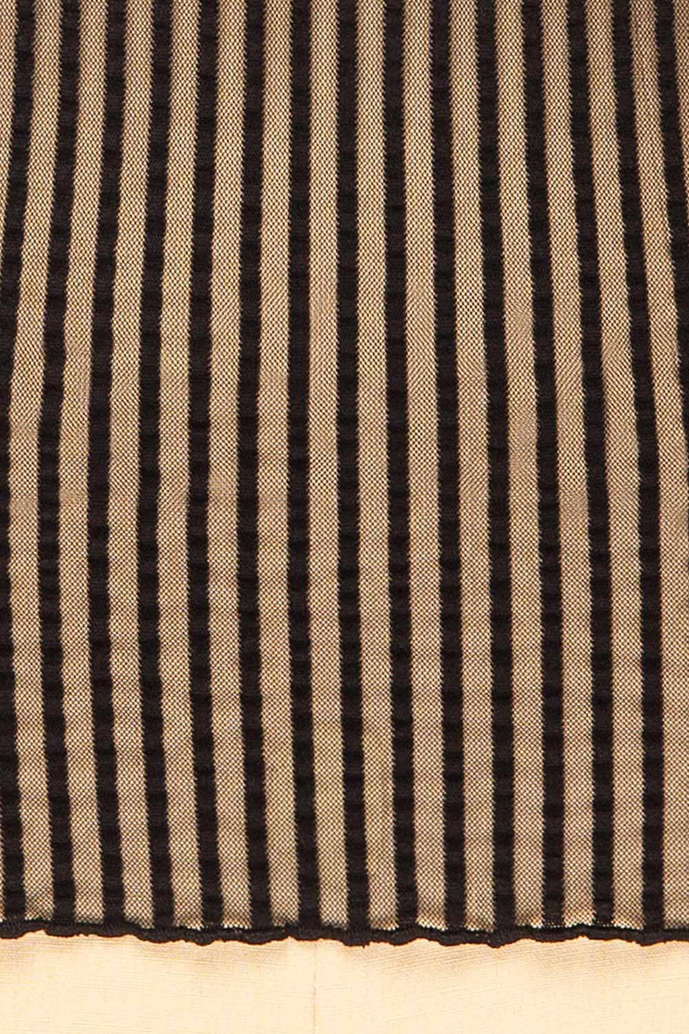 Dubrovnik Ribbed Mesh Long Sleeve Black Top | La petite garçonne fabric 
