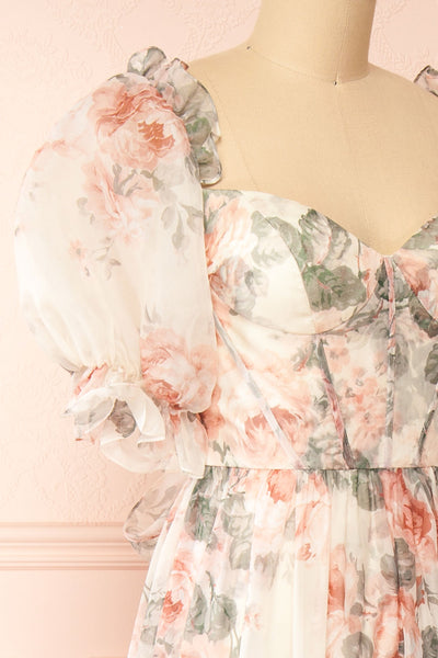 Duchesse Floral Corset Maxi Dress w/ Ruffles | Boutique 1861  side