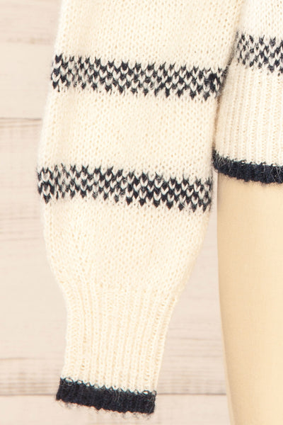 Dudley Ivory Knit Striped Sweater | La petite garçonne sleeve close-up