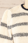 Dudley Ivory Knit Striped Sweater | La petite garçonne front close-up