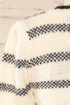 Dudley Ivory Knit Striped Sweater | La petite garçonne back close-up