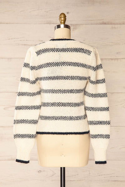 Dudley Ivory Knit Striped Sweater | La petite garçonne back view