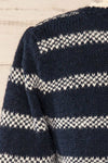 Dudley Navy Knit Striped Sweater | La petite garçonne back close-up