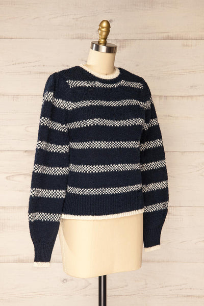 Dudley Navy Knit Striped Sweater | La petite garçonne side view