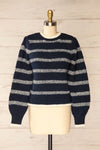 Dudley Navy Knit Striped Sweater | La petite garçonne front view