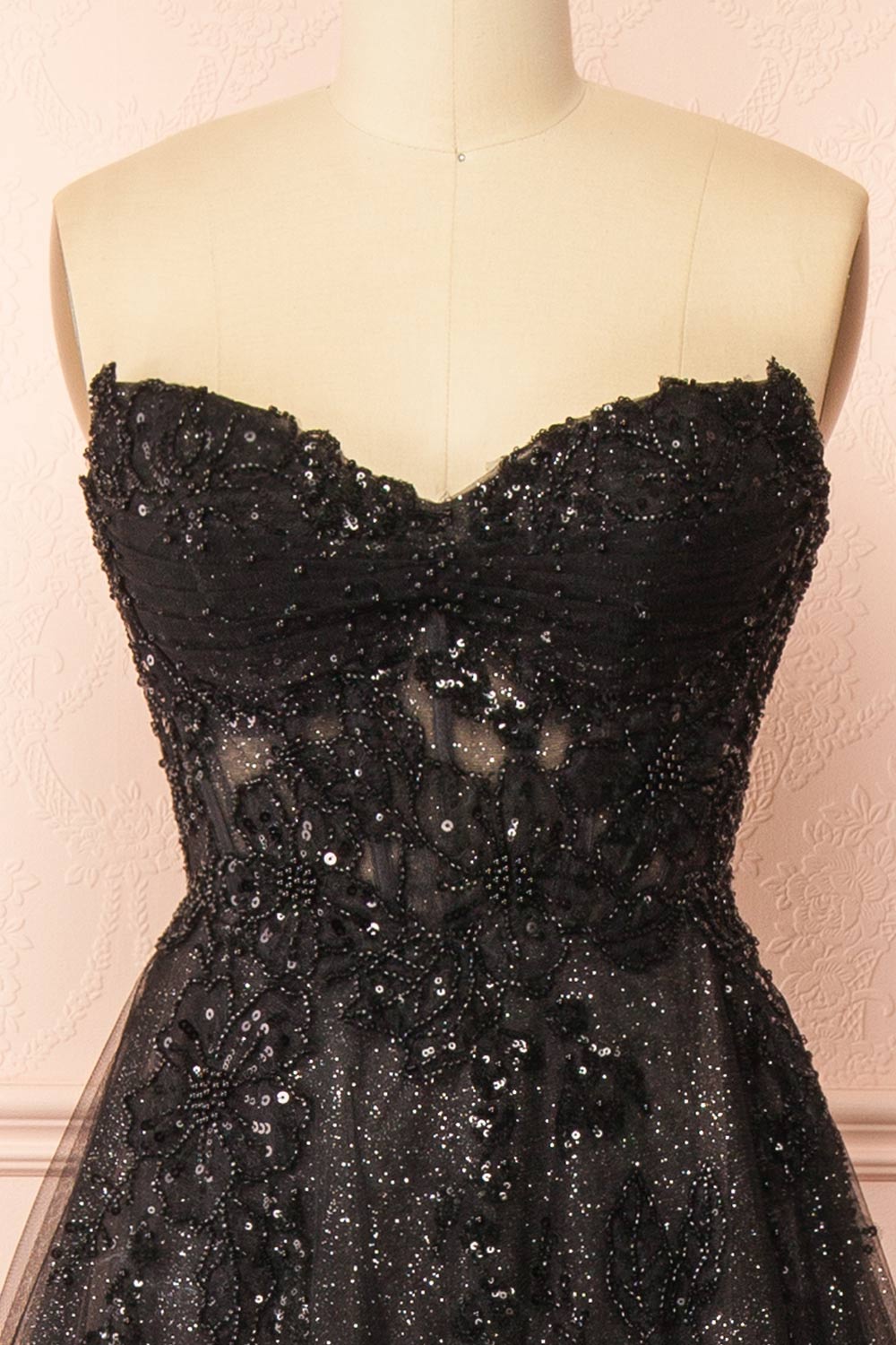 Dulcia Black A-Line Dress with Sequins | Boutique 1861 front