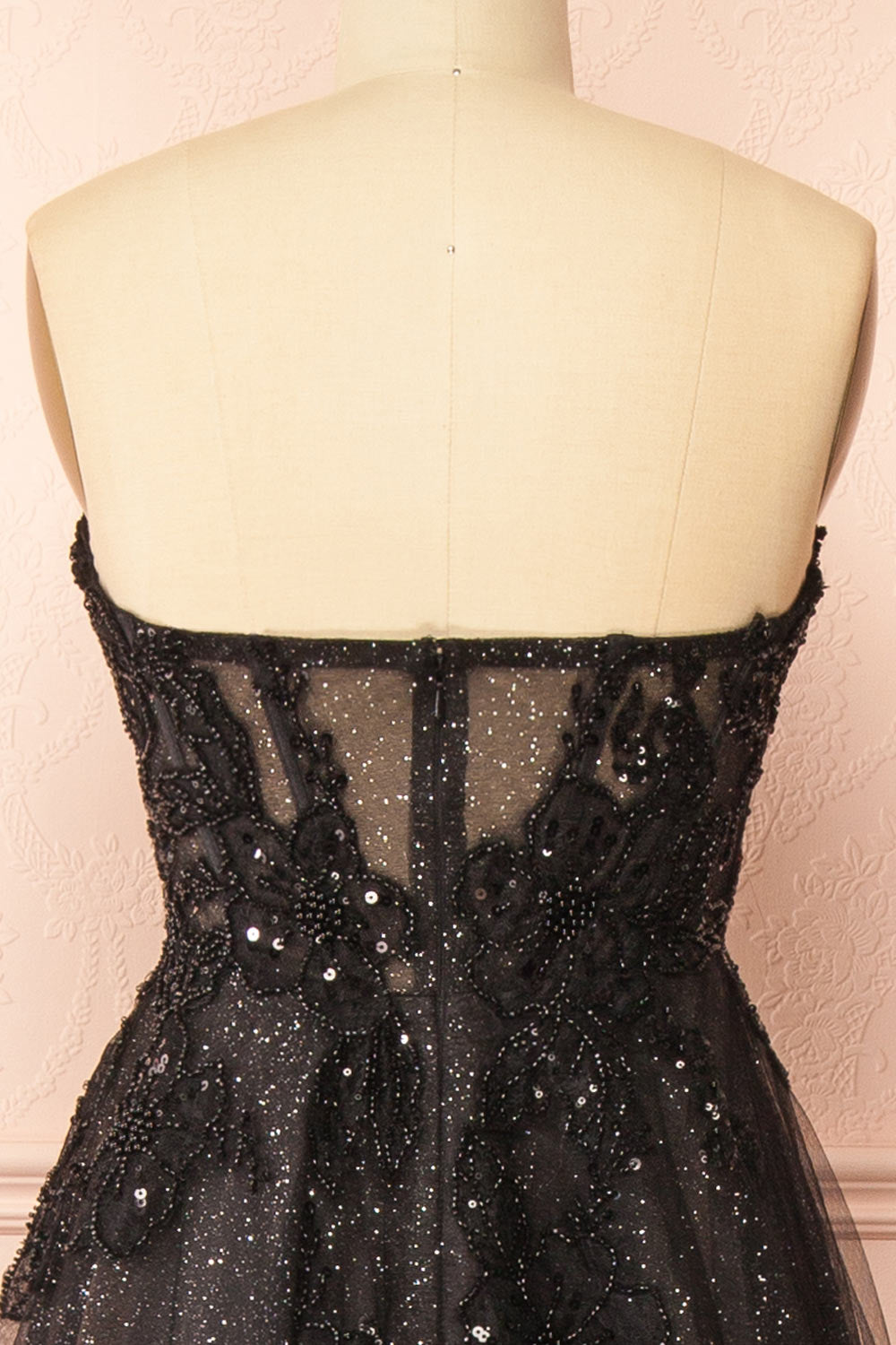 Dulcia Black A-Line Dress with Sequins | Boutique 1861 back