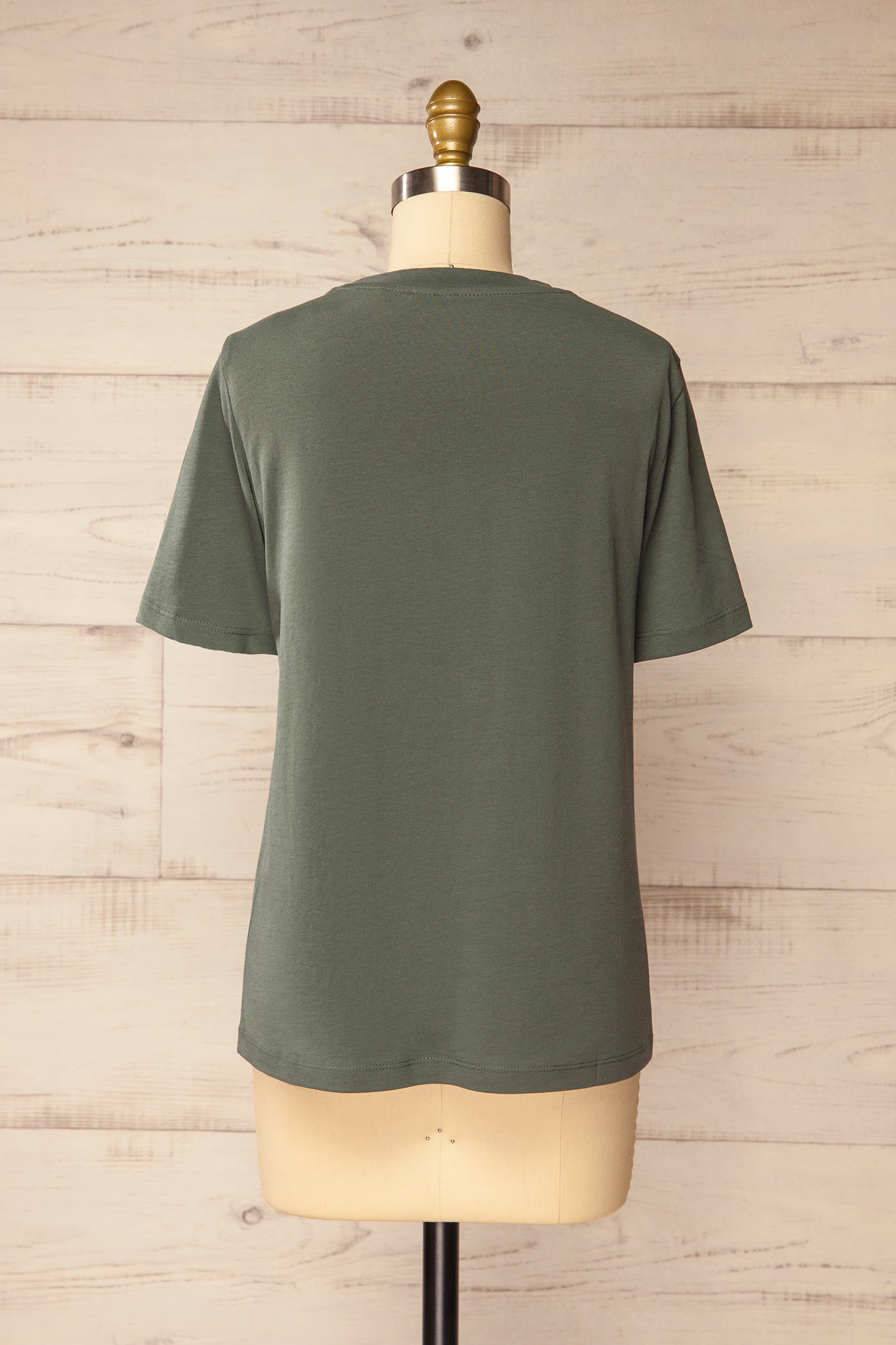 back front view of Dumka Green Cotton T-Shirt with Short Sleeves at La petite garçonne