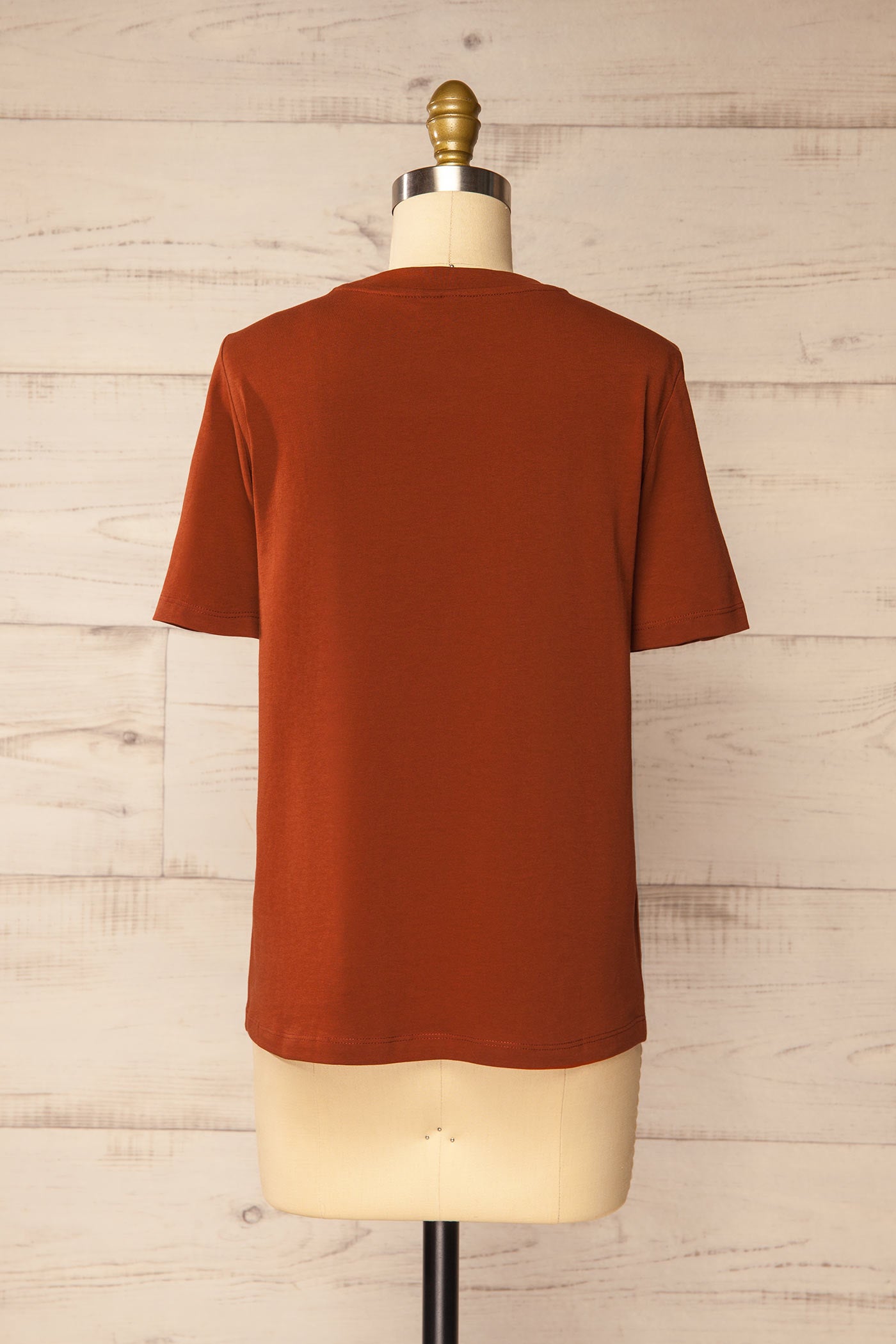 back view of Dumka Rust Cotton T-Shirt with Short Sleeves at La petite garçonne