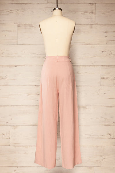 Dunster Pink Wide-leg Linen Pants | La petite garçonne back view