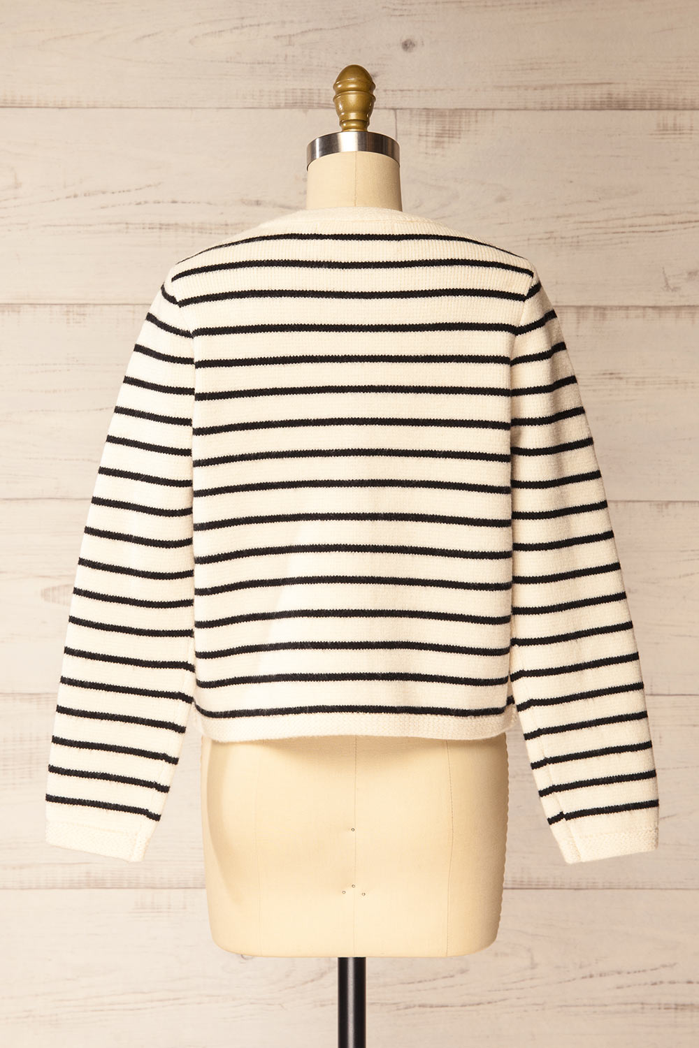 Durham Striped Thick Knitted Cardigan | La petite garçonne back view