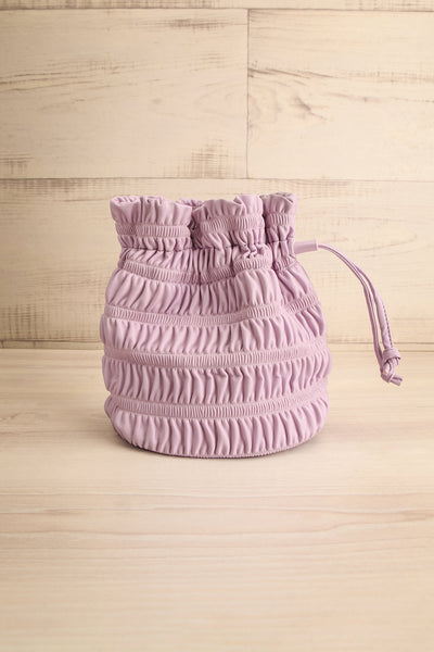 Duroque Lilac Drawstring Shoulder Bag | La petite garçonne front view