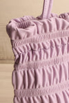 Duroque Lilac Drawstring Shoulder Bag | La petite garçonne side close-up