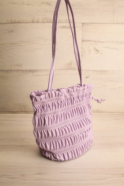 Duroque Lilac Drawstring Shoulder Bag | La petite garçonne side view