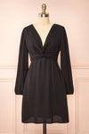 Ebba Black Knot Front Short Dress w/ Long Sleeves | Boutique 1861 front view