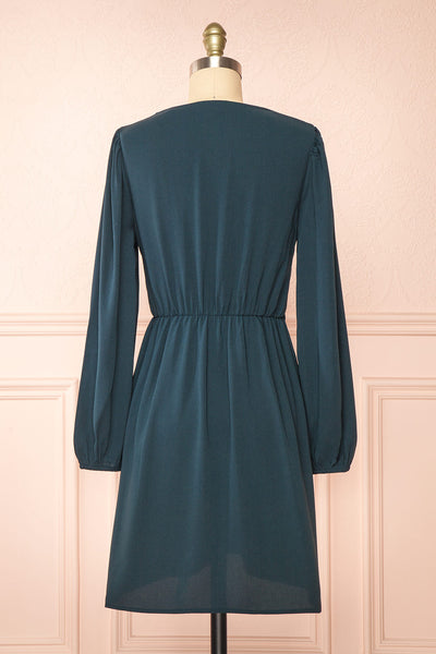 Ebba Green Knot Front Short Dress w/ Long Sleeves | Boutique 1861  back view