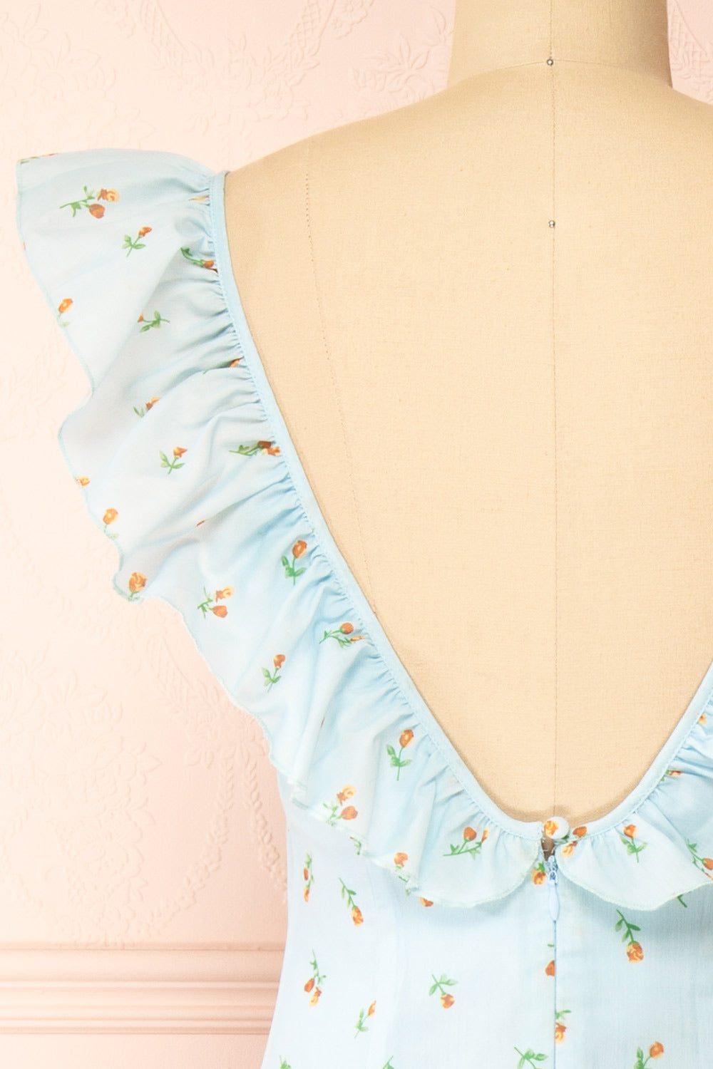 Eddie Blue Long Dress w/ Floral Print | Boutique 1861 back