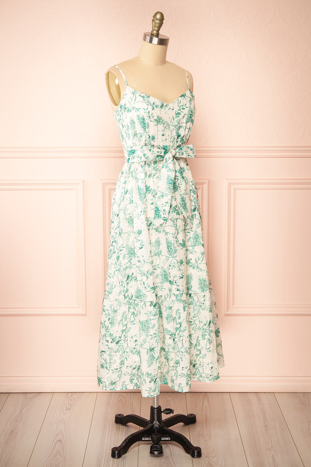 Edeline Green Floral Openwork Midi Dress | Boutique 1861  side view