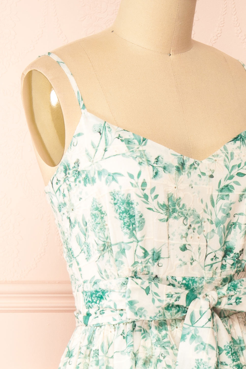 Edeline Green Floral Openwork Midi Dress | Boutique 1861  side