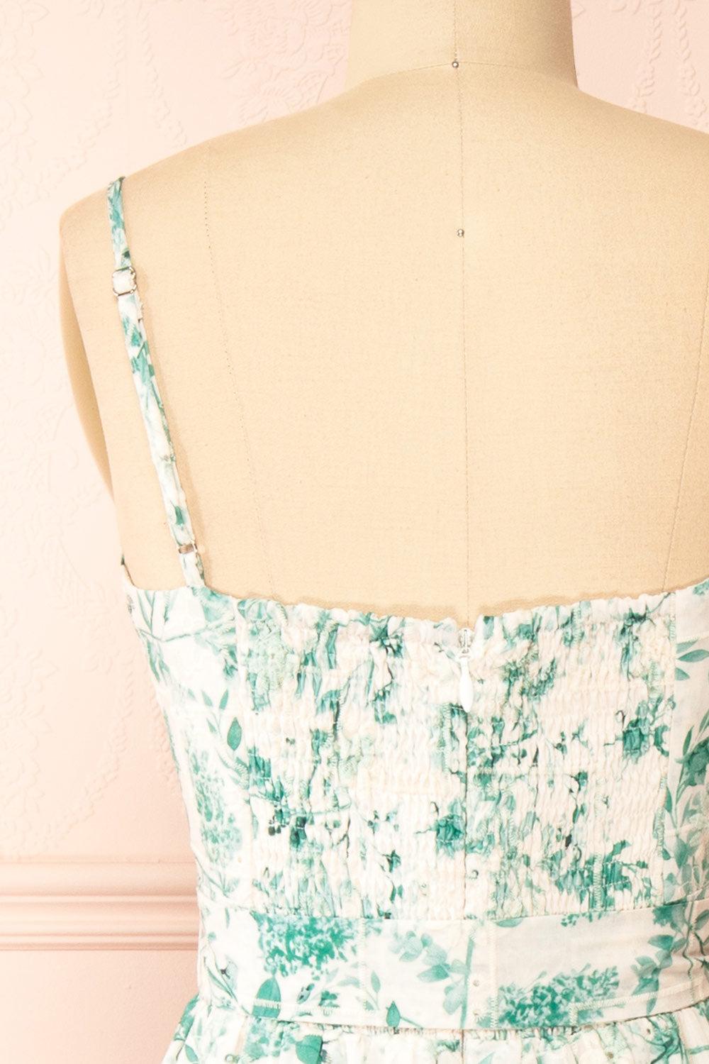 Edeline Green Floral Openwork Midi Dress | Boutique 1861  back