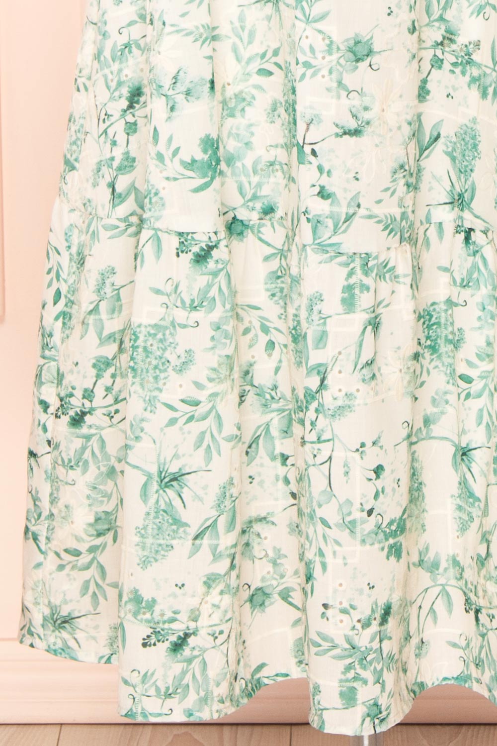 Edeline Green Floral Openwork Midi Dress | Boutique 1861  bottom