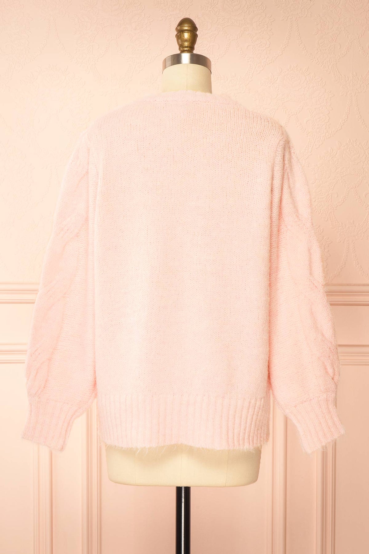 back view of Edelmina Pink Knit Sweater with Bow at Boutique 1861
