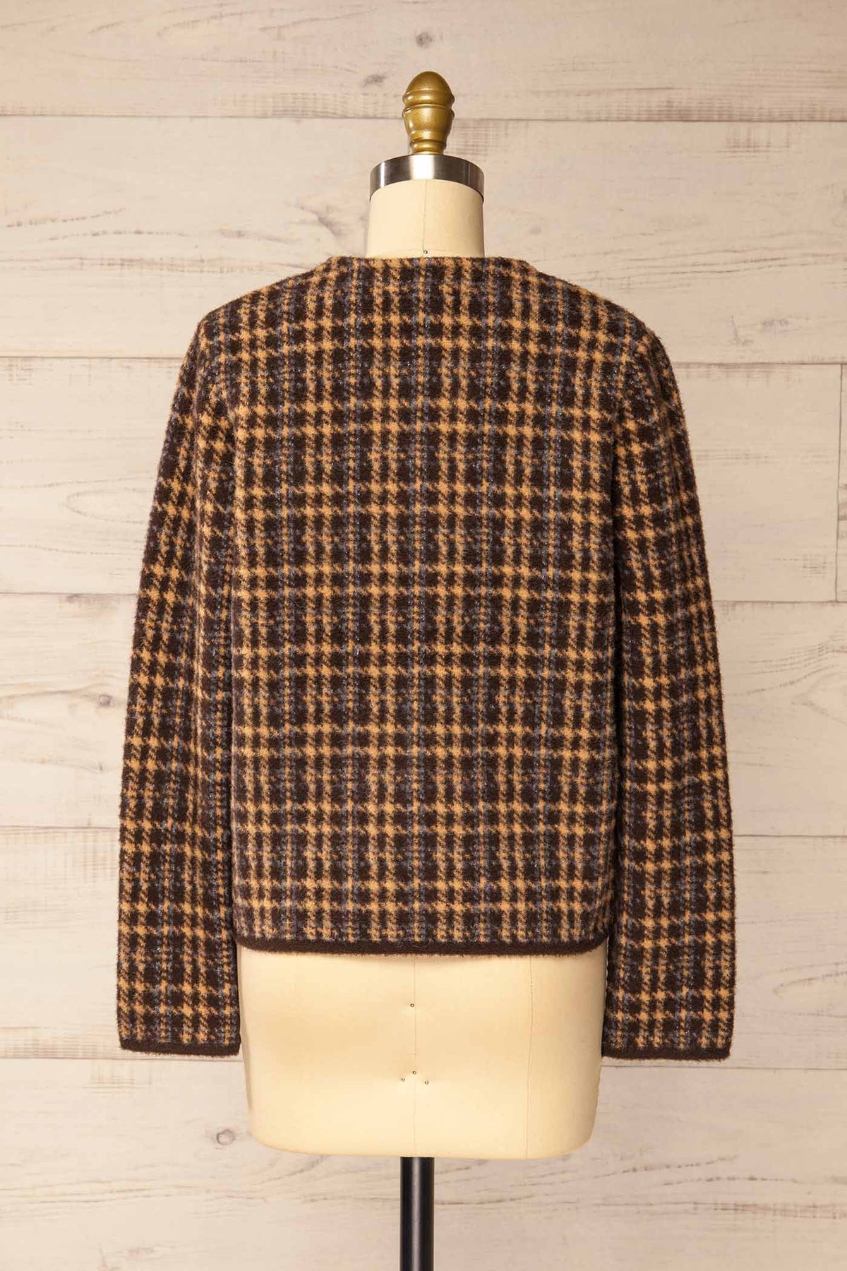 back view of Edelmond Double-Breasted Plaid Jacket at La petite garçonne