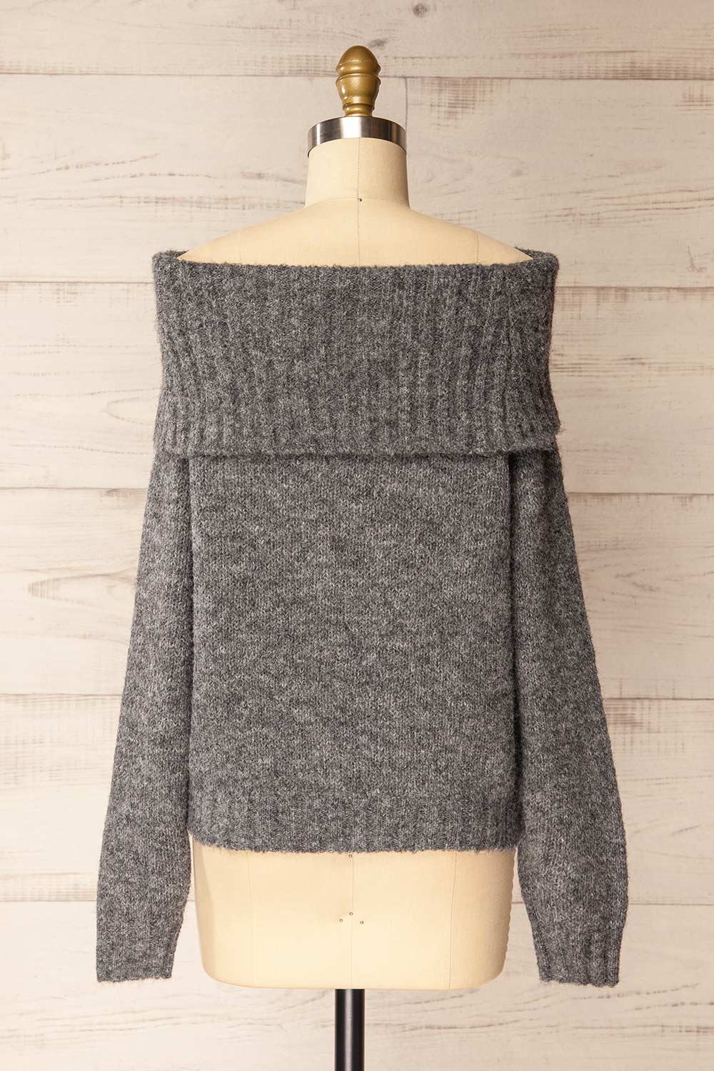 Edfou Grey Oversized Off-Shoulder Sweater | La petite garçonne back view