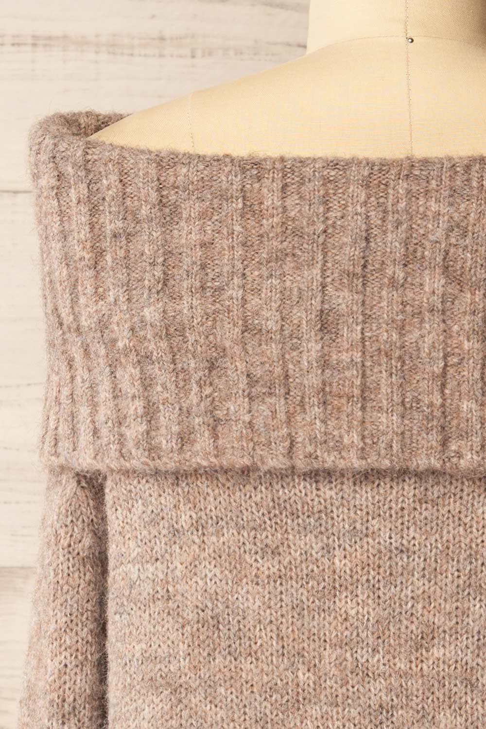  Edfou Taupe Oversized Off-Shoulder Sweater | La petite garçonne back