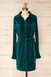 Edmonton Dark Green Ribbed Dress w/ Long Sleeves | La petite garçonne front view