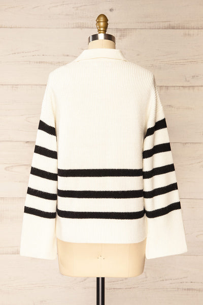 Edmunds Striped Sweater w/ V-Neck | La petite garçonne back view