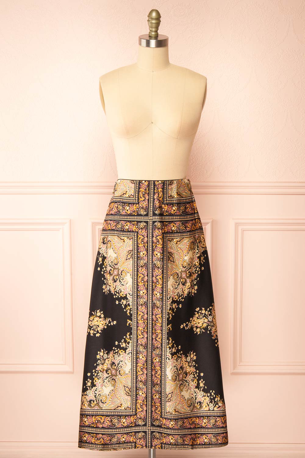 Egerie Long Silky Skirt w/ Ornate Pattern | Boutique 1861 front view