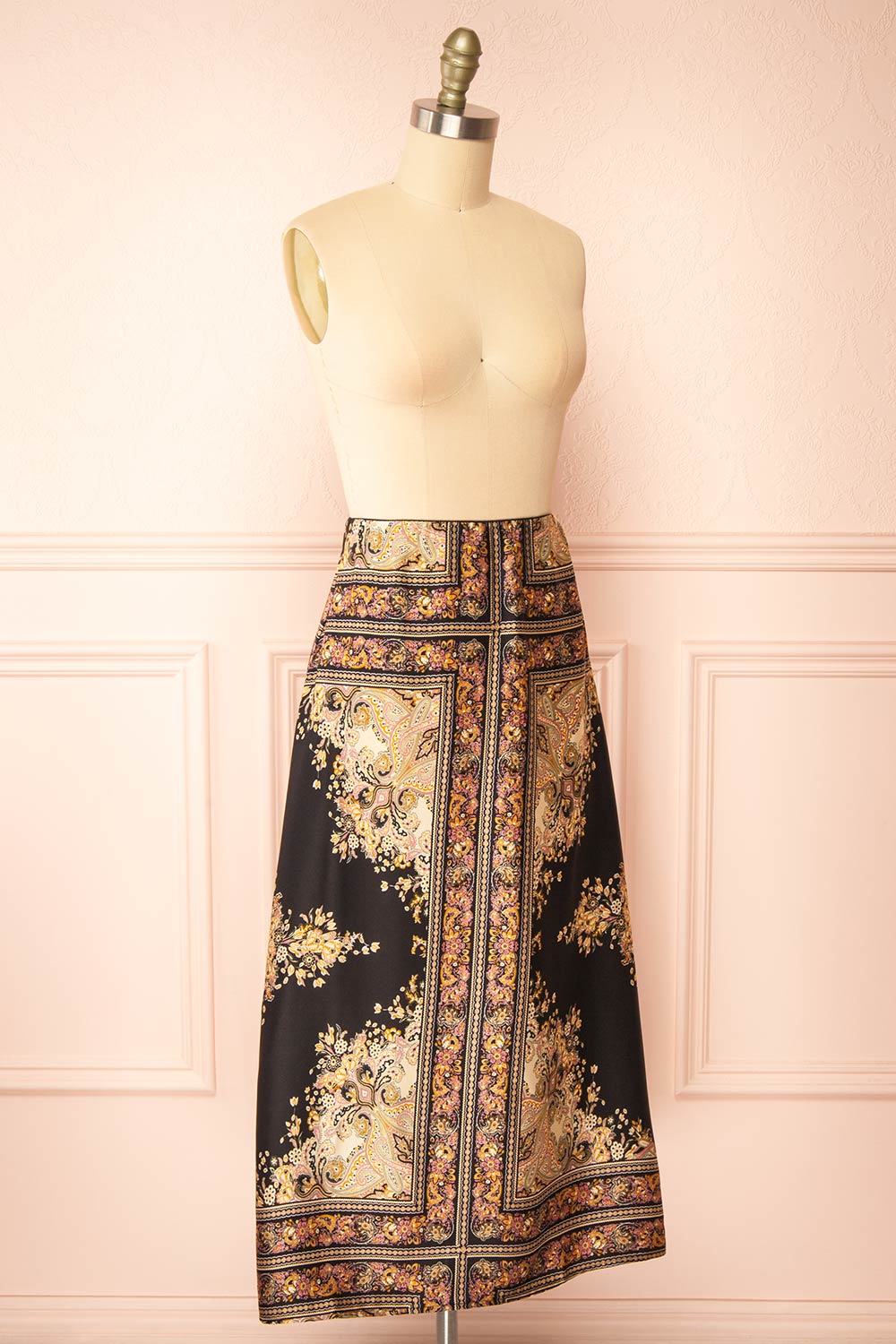 Egerie Long Silky Skirt w/ Ornate Pattern | Boutique 1861  side view