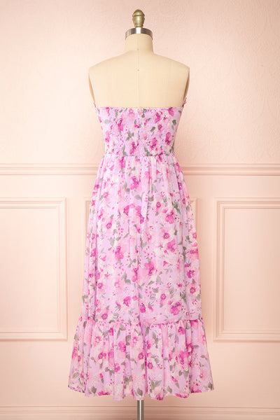 Eimi Pink Bustier Floral Midi Dress w/ Removable Straps | Boutique 1861 back view