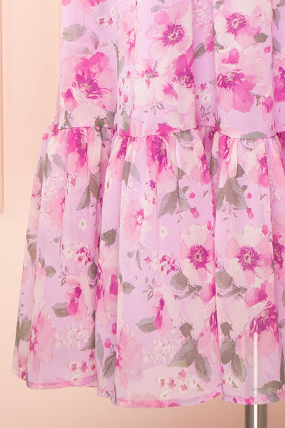 Eimi Pink Bustier Floral Midi Dress w/ Removable Straps | Boutique 1861 bottom