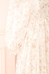 Eira Beige Floral Maxi Babydoll Dress w/ Openwork | Boutique 1861 sleeve close-up