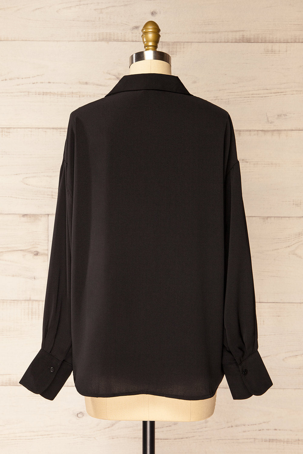 Ejinda Black Relaxed Fit Button-Up Blouse | La petite garçonne back view