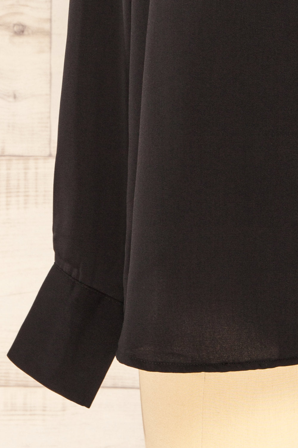Ejinda Black Relaxed Fit Button-Up Blouse | La petite garçonne bottom