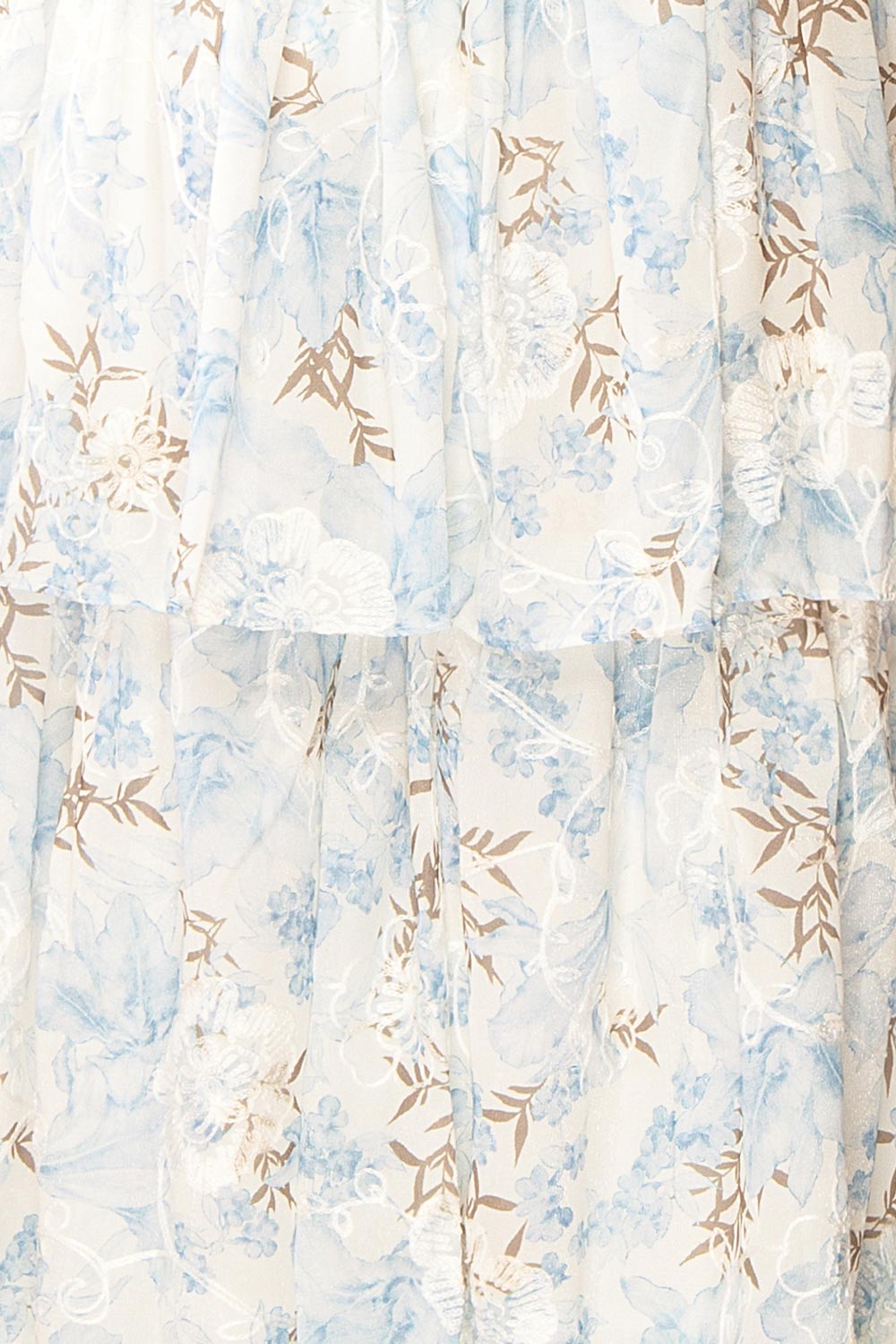 Ekatarina Long Floral Dress w/ Ruffled Straps | Boutique 1861 texture