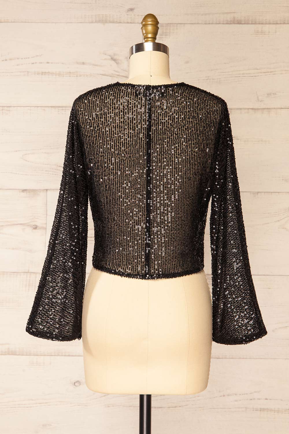 Ekinoxia Black Sequin Top w/ Twist Front | La petite garçonne back view