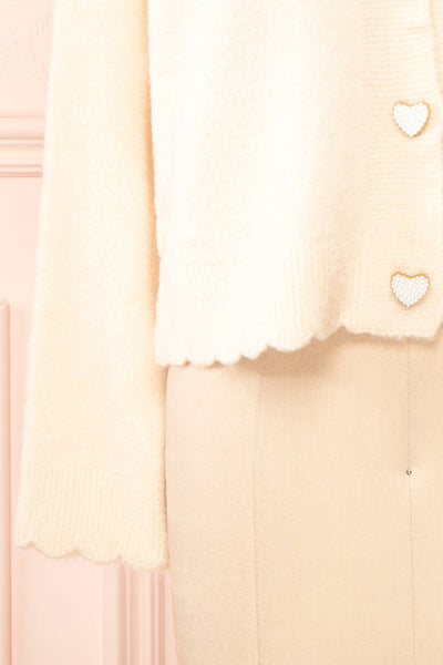 Elarisse Ivory Knit Cardigan w/ Heart Buttons | Boutique 1861 bottom