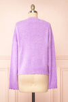 Elarisse Lilac Knit Cardigan w/ Heart Buttons | Boutique 1861  back view