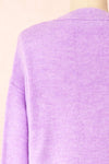 Elarisse Lilac Knit Cardigan w/ Heart Buttons | Boutique 1861 back close-up