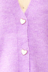 Elarisse Lilac Knit Cardigan w/ Heart Buttons | Boutique 1861 fabric