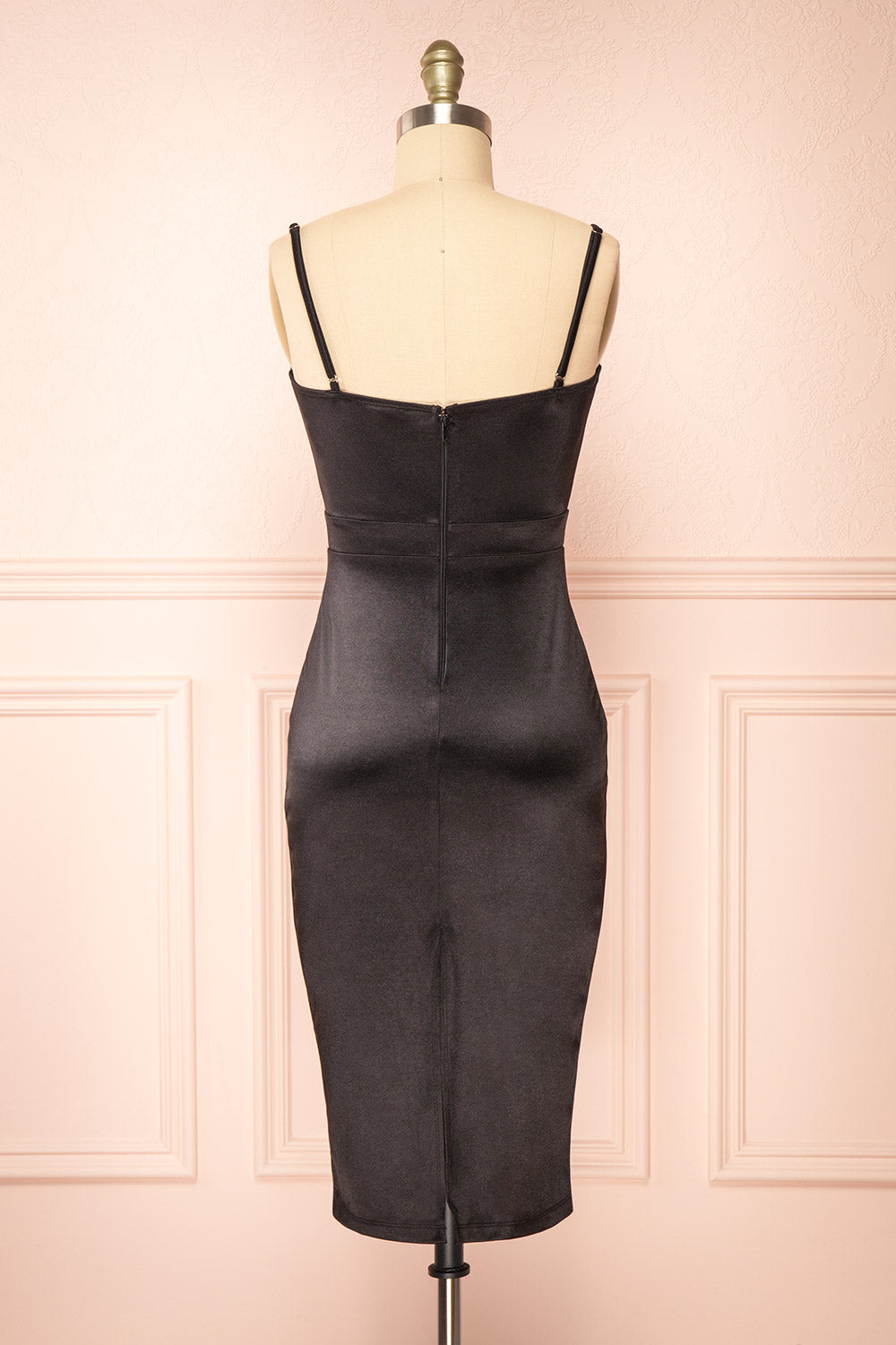 Black satin midi dress hotsell