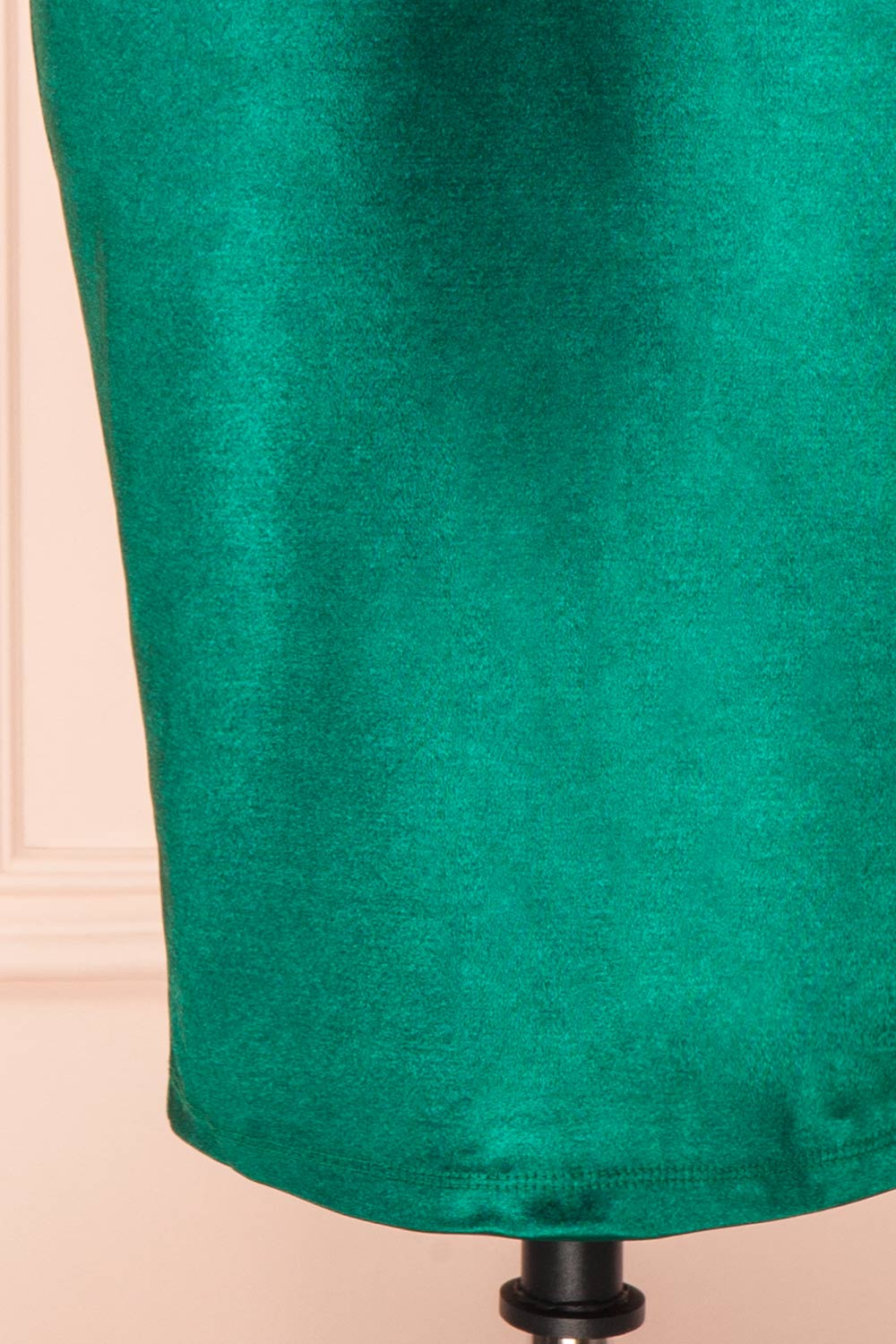 Elderia Green Fitted Satin Midi Dress | Boutique 1861 bottom