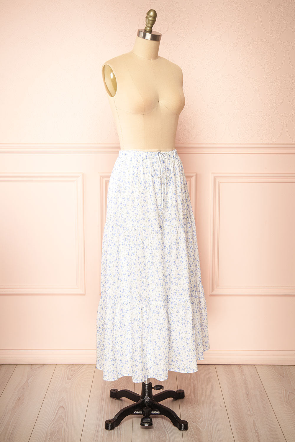 Eldia Floral A-Line Skirt w/ Drawstrings | Boutique 1861 side view