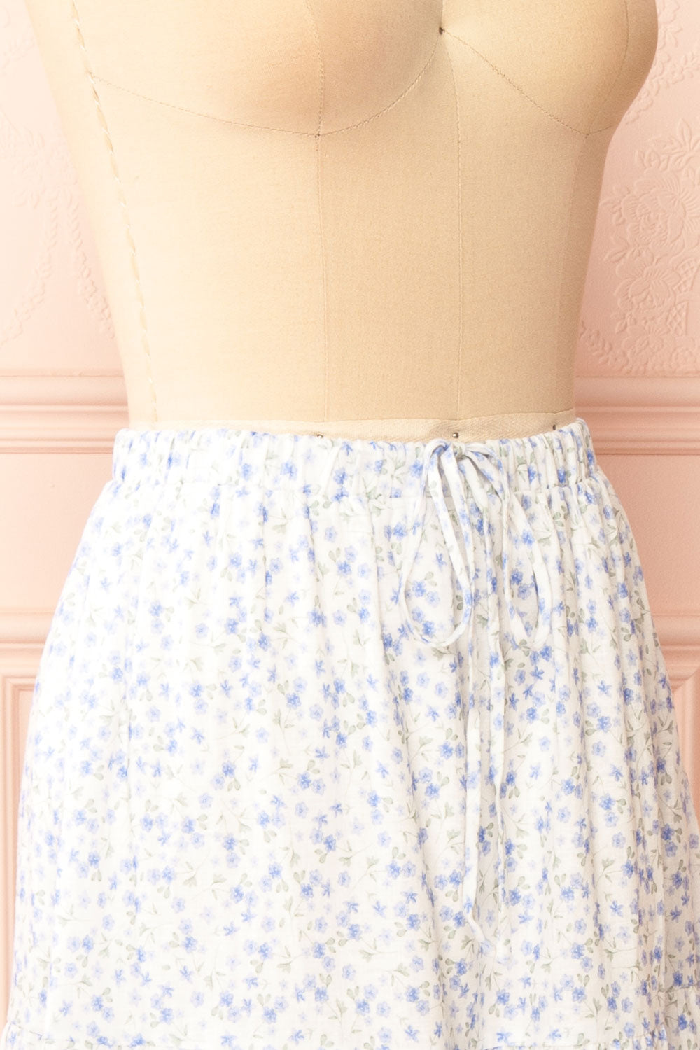 Eldia Floral A-Line Skirt w/ Drawstrings | Boutique 1861 side close-up