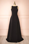 Elenova Black High Neck Gown w/ Train | Boutique 1861 front view