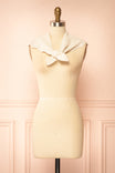 front view of Elesia Ivory Pointelle Triangle Scarf at Boutique 1861